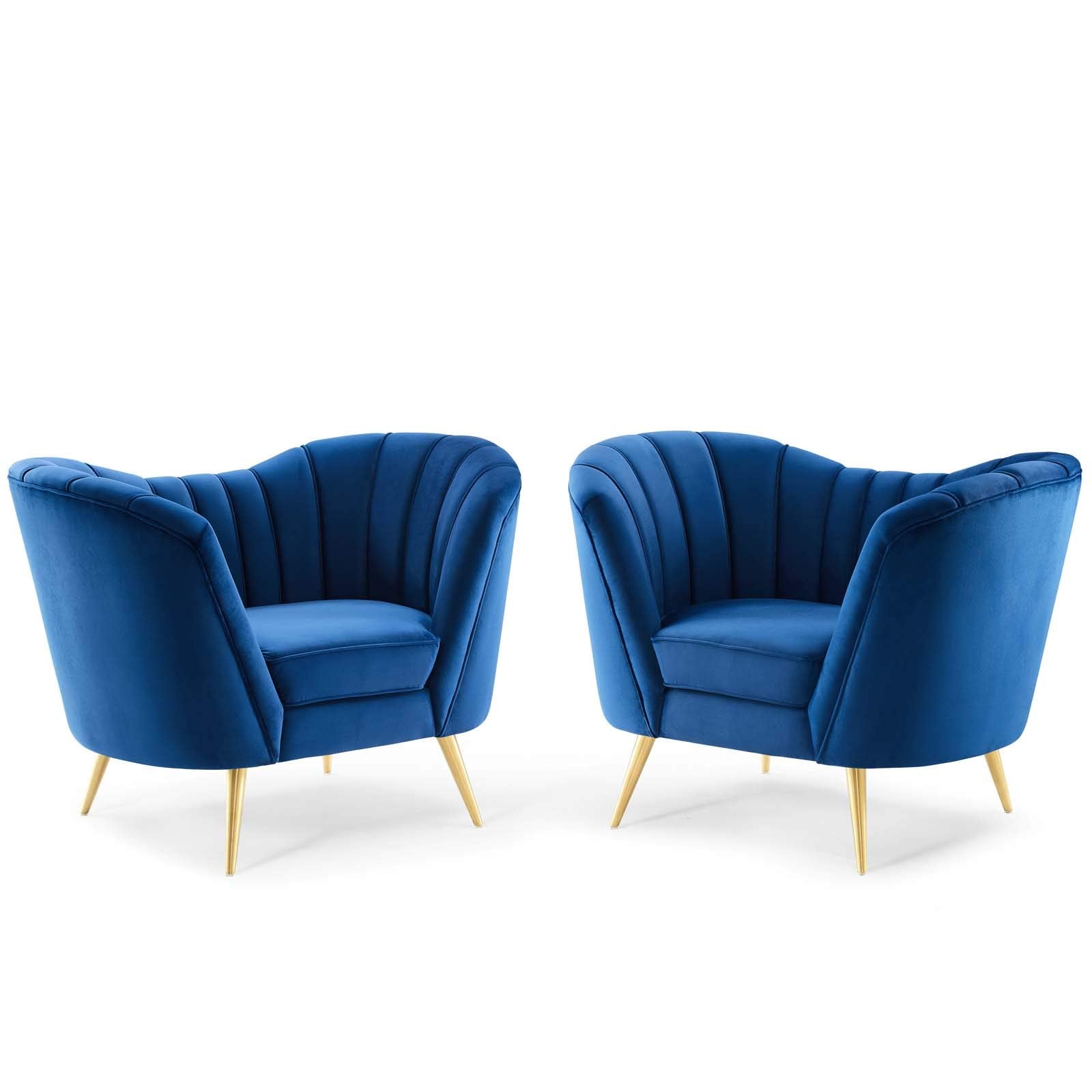 Modway Opportunity Performance Velvet Armchair Set Of 2, Navy